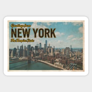 Greetings from New York - Vintage Travel Postcard Design Sticker